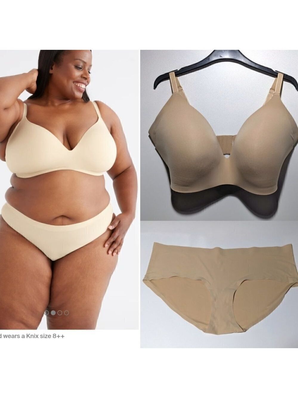 Knix | Wingwoman Contour Bra and Essential Boyshort in Warm Sand